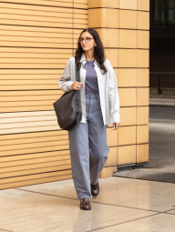 Рубашка UNIQLO в полоску 1159854450 (Серый S)