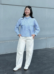 Рубашка Uniqlo в полоску 1159857830 (Голубой XL)