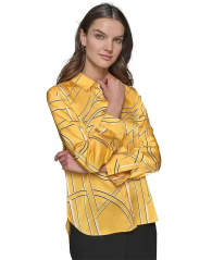 Жіноча легка сорочка Karl Lagerfeld з принтом 1159855463 (Жовтий M)
