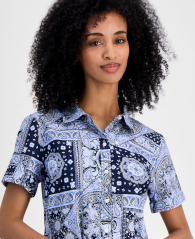 Женская рубашка Tommy Hilfiger с коротким рукавом 1159855711 (Синий XS)