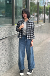 Фланелевая рубашка Uniqlo в клетку 1159855791 (Черный M)