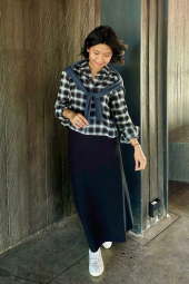 Фланелевая рубашка Uniqlo в клетку 1159855791 (Черный M)