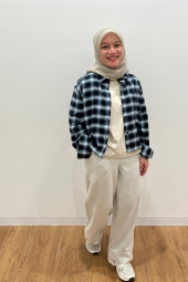 Фланелевая рубашка Uniqlo в клетку 1159855791 (Черный M)