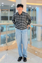 Фланелевая рубашка Uniqlo в клетку 1159855791 (Черный M)