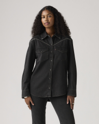 Женская джинсовая рубашка Levi's со стразами 1159856491 (Черный S)