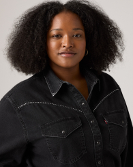 Женская джинсовая рубашка Levi's со стразами 1159856491 (Черный S)