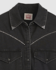 Женская джинсовая рубашка Levi's со стразами 1159856491 (Черный S)