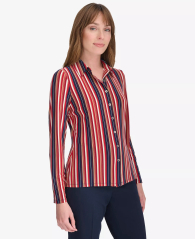 Женская эластичная рубашка Tommy Hilfiger в полоску 1159860622 (Красный XS)