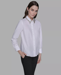 Жіноча сорочка Karl Lagerfeld зі стразами 1159861465 (Білий XL)