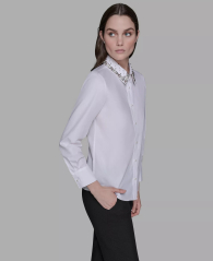 Жіноча сорочка Karl Lagerfeld зі стразами 1159861465 (Білий XL)