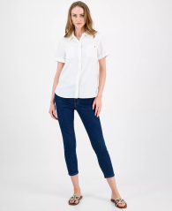 Женская легкая рубашка с коротким рукавом Tommy Hilfiger 1159862234 (Белый XL)
