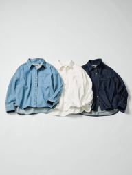 Джинсовая рубашка UNIQLO свободного кроя 1159862316 (Синий S)