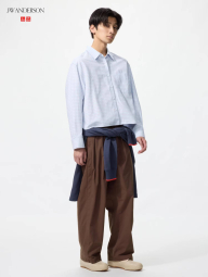 Укороченная рубашка свободного кроя JW ANDERSON UNIQLO в клетку 1159862424 (Голубой S)
