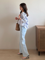 Укороченная рубашка свободного кроя JW ANDERSON UNIQLO в клетку 1159862424 (Голубой S)