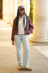 Укороченная рубашка свободного кроя JW ANDERSON UNIQLO в клетку 1159862424 (Голубой S)