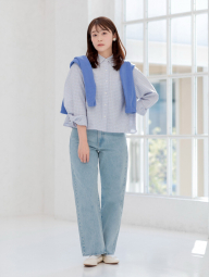 Укороченная рубашка свободного кроя JW ANDERSON UNIQLO в клетку 1159862424 (Голубой S)