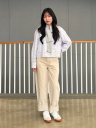 Укороченная рубашка свободного кроя JW ANDERSON UNIQLO в клетку 1159862424 (Голубой S)