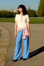 Укороченная рубашка свободного кроя JW ANDERSON UNIQLO в клетку 1159862428 (Розовый S)