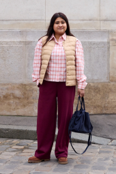 Укороченная рубашка свободного кроя JW ANDERSON UNIQLO в клетку 1159862428 (Розовый S)