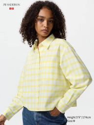 Укорочена сорочка вільного крою JW ANDERSON UNIQLO в клітку 1159862429 (Жовтий S)
