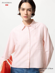Укороченная рубашка свободного кроя JW Anderson Uniqlo в полоску 1159863176 (Розовый XL)