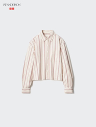 Укороченная рубашка свободного кроя JW Anderson Uniqlo в полоску 1159863184 (Бежевый XXL)