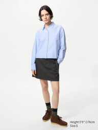 Укороченная рубашка свободного кроя JW Anderson Uniqlo в полоску 1159863185 (Голубой XL)