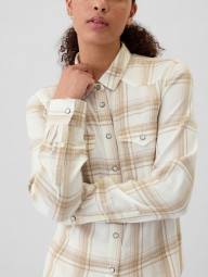 Жіноча фланелева сорочка GAP 1159863866 (Бежевий/Молочний XL)