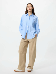 Рубашка оверсайз Uniqlo в полоску 1159864404 (Голубой L)