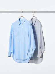 Рубашка оверсайз Uniqlo в полоску 1159864404 (Голубой L)