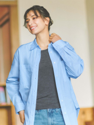 Рубашка оверсайз Uniqlo в полоску 1159864404 (Голубой L)