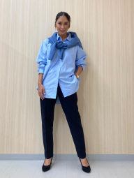 Рубашка оверсайз Uniqlo в полоску 1159864404 (Голубой L)