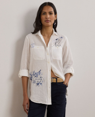 Льняная рубашка Lauren Ralph Lauren 1159865063 (Белый M)
