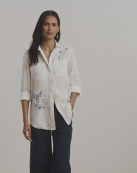 Льняная рубашка Lauren Ralph Lauren 1159865063 (Белый M)