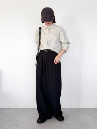 Укороченная рубашка свободного кроя JW Anderson Uniqlo в полоску 1159923002 (Бежевый XL)