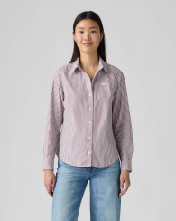 Женская хлопковая рубашка Levi's в полоску 1160620513 (Белый/Коричневый XS)