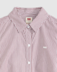 Женская хлопковая рубашка Levi's в полоску 1160620513 (Белый/Коричневый XS)