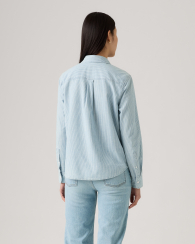 Женская хлопковая рубашка Levi's в полоску 1162658248 (Белый/Голубой XL)
