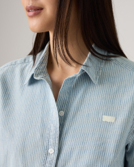 Женская хлопковая рубашка Levi's в полоску 1162658248 (Белый/Голубой XL)