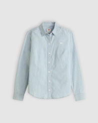 Женская хлопковая рубашка Levi's в полоску 1162658248 (Белый/Голубой XL)