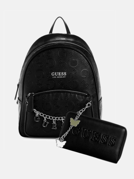 Стильный женский набор GUESS рюкзак и кошелёк 1159845100 (Черный One Size)