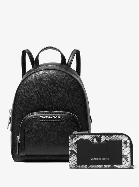 Шкіряний жіночий набір Michael Kors рюкзак та картхолдер 1159845503 (Чорний One Size)