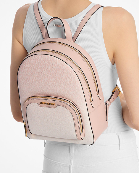 Стильний жіночий рюкзак Michael Kors з принтом 1159847732 (Білий/Рожевий One size)