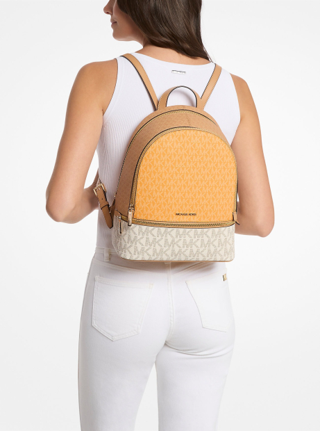 Стильный женский рюкзак Rhea Michael Kors с принтом 1159848230 (Оранжевый/Коричневый One size)