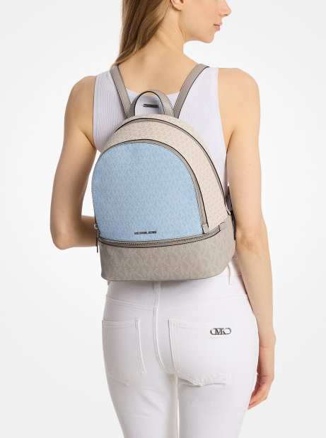 Стильный женский рюкзак Rhea Michael Kors с принтом 1159848232 (Молочный/Голубой One size)