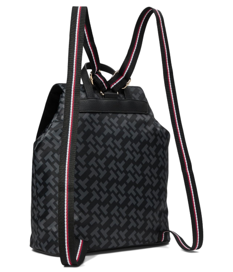 Гладкий женский рюкзак Jennie II Flap Tommy Hilfiger с монограммой 1159855242 (Черный One size)