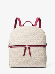 Стильный женский рюкзак Michael Kors с логотипом 1159840555 (Молочный/Розовый One size)