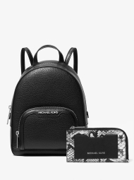 Шкіряний жіночий набір Michael Kors рюкзак та картхолдер 1159845503 (Чорний One Size)
