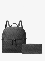 Жіночий набір з монограмою бренду Michael Kors рюкзак та гаманець 1159845516 (Чорний One Size)