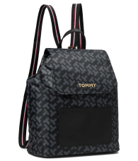 Гладкий женский рюкзак Jennie II Flap Tommy Hilfiger с монограммой 1159855242 (Черный One size)